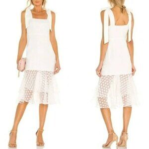 Lovers and Friends White Polka Dot Day Keeper Midi Dress Sz S